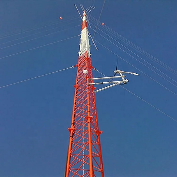 Steel Lattice Guyed Tower Mast For Wind Measurement Campaign Tower ...