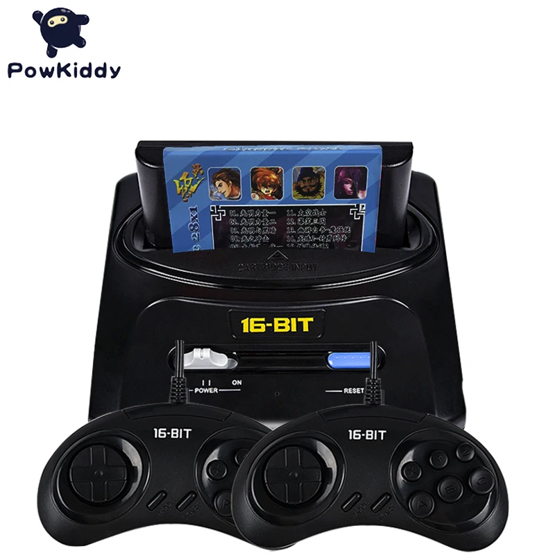 

POWKIDDY K5 Retro Mini TV Video Game Console For Sega MegaDrive 16 Bit Games Built-in 30 Games Two Gamepads AV Out Send card, Black