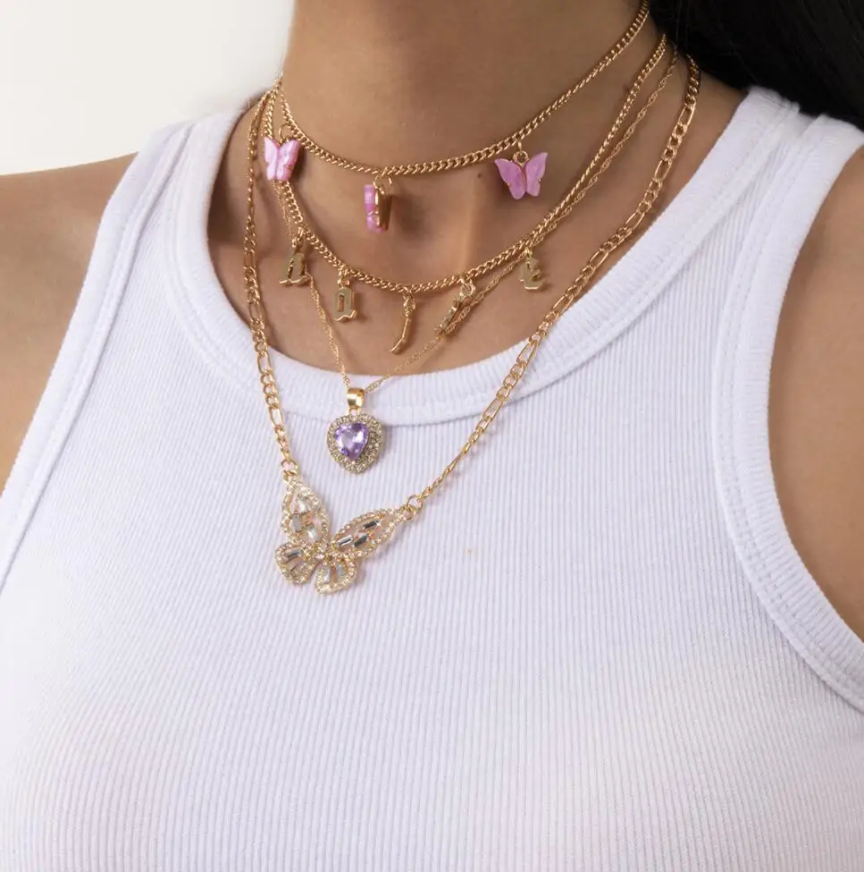 

Personalized Jewelry butterfly acrylic colorful Charm Necklace For Women Gifts, Picture