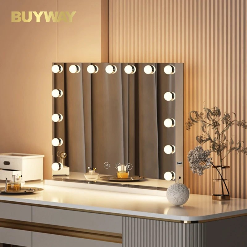 

Hot Selling White Large Size Decoration Hollywood Style Lights Vanity Mirror