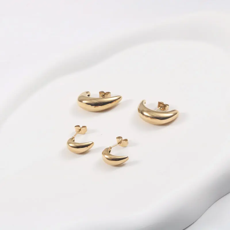 

JOOLIM Jewelry PVD 18K Gold Plated Moon Crescent Hoop Earring Stainless Steel Jewelry Fashion Jewelry