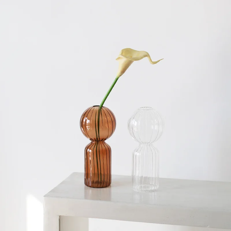 

Ins Creative Striped Transparent Glass Vase Desktop Decoration Ornaments Hydroponic Flower Arrangement Home