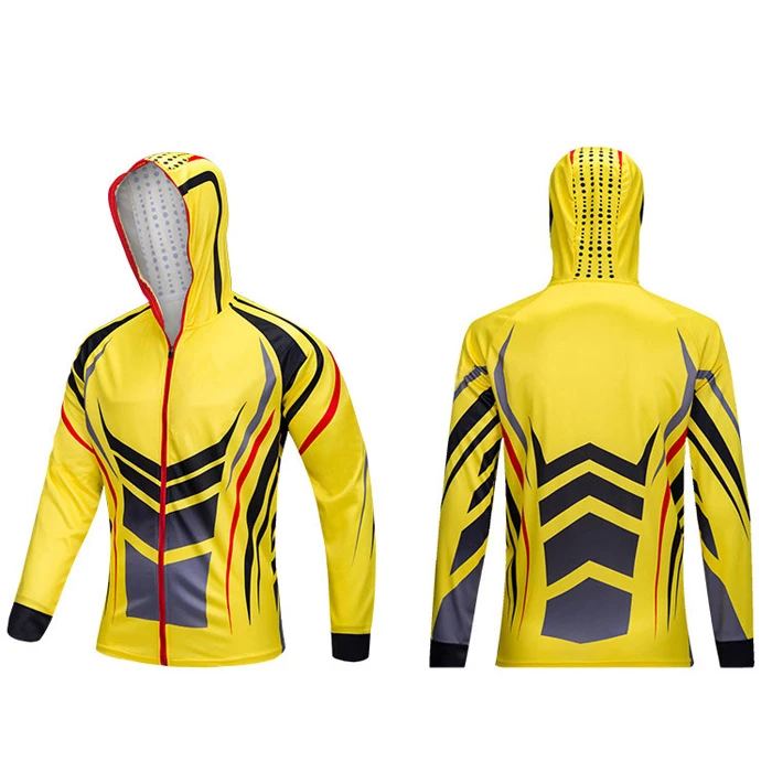 Wholesale 2020 New Design Sublimated Long Sleeve Fishing Wear Shirt With Hood Breathable Fishing Jersey