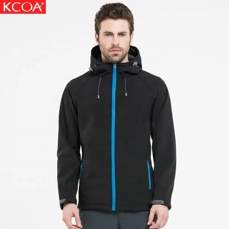 

KCOA Autumn Men's Outdoor Sports Wind Fleece Long Hooded Soft Shell Jacket, 15 colors