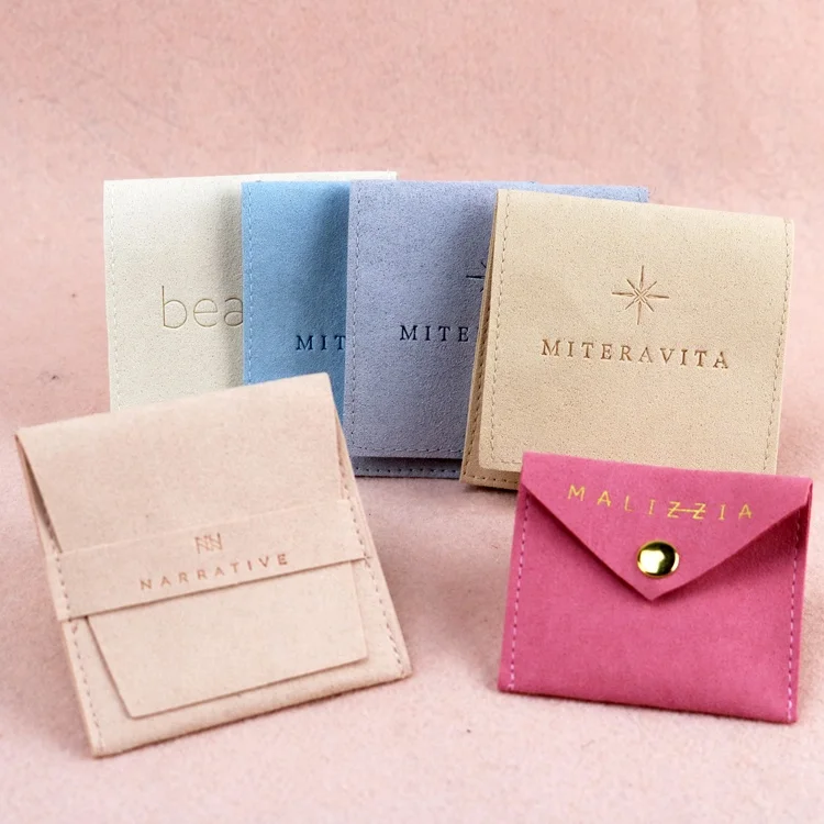 

2021 fashion display microfiber suede jewelry pouch bags with custom logo for necklaces ,rings and bracelets, Customized color