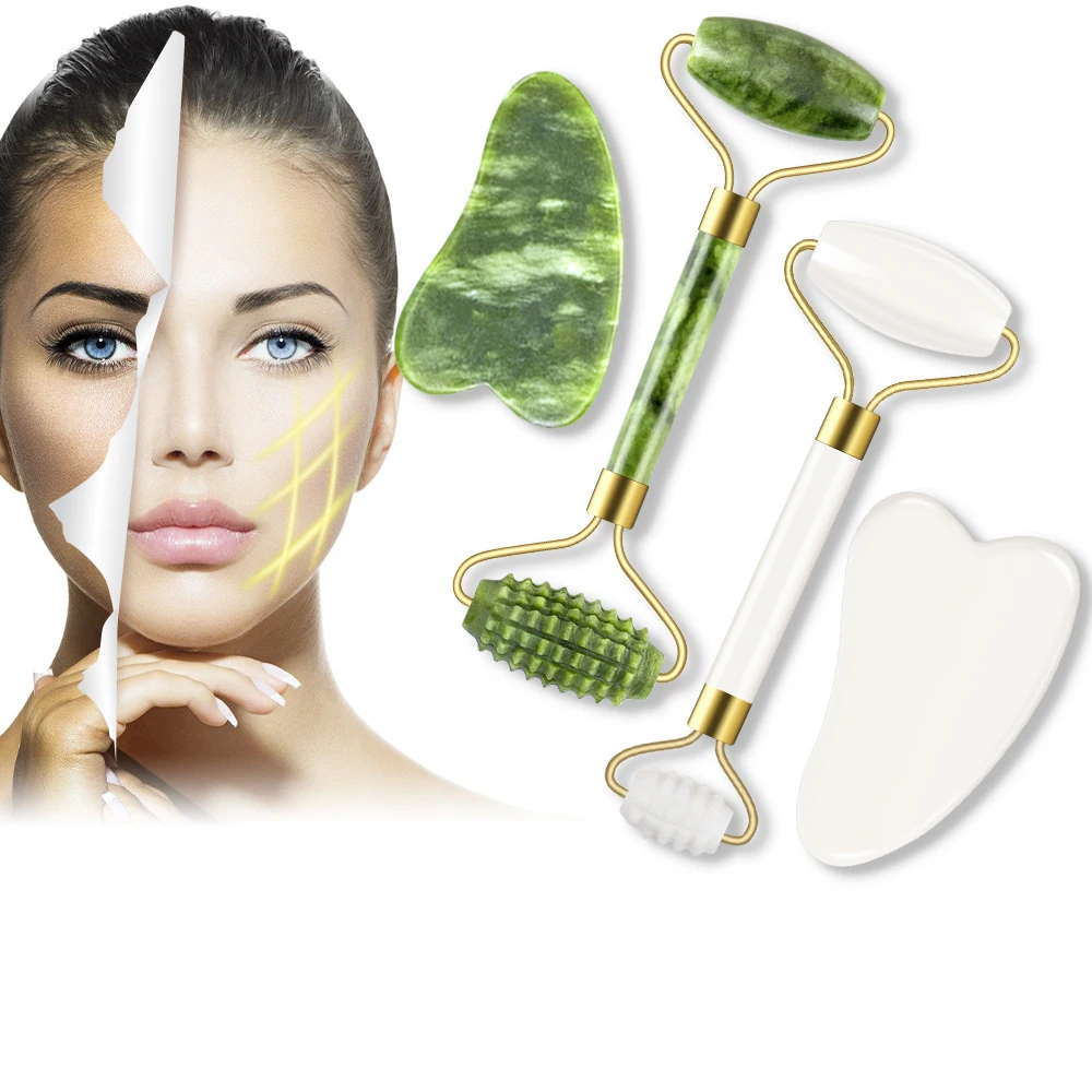 

Natural Jade Gua Sha Scraper Board Massage Rose Quartz Jade Guasha Stone For Face Neck Skin Lifting Wrinkle Remover Beauty Care