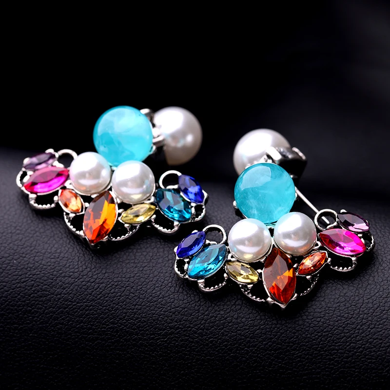 

ed00692b Retro Unique Pearl Resin Beads Colorful Fashion Crystal Pendant Women Big Earrings