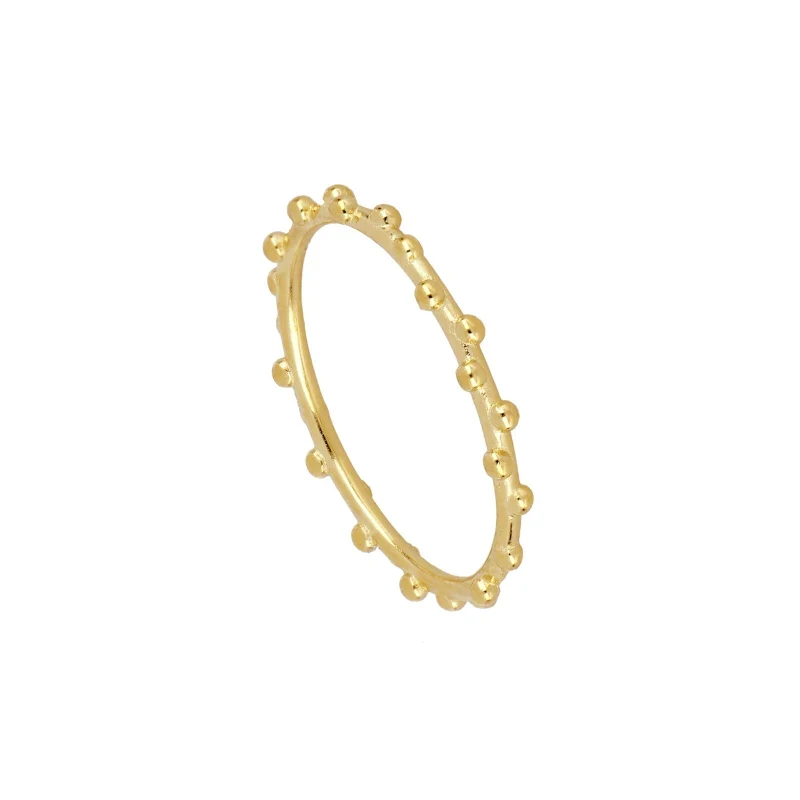 

18K gold plated 925 sterling silver minimalism style dots women closed rings gift work, Gold/white