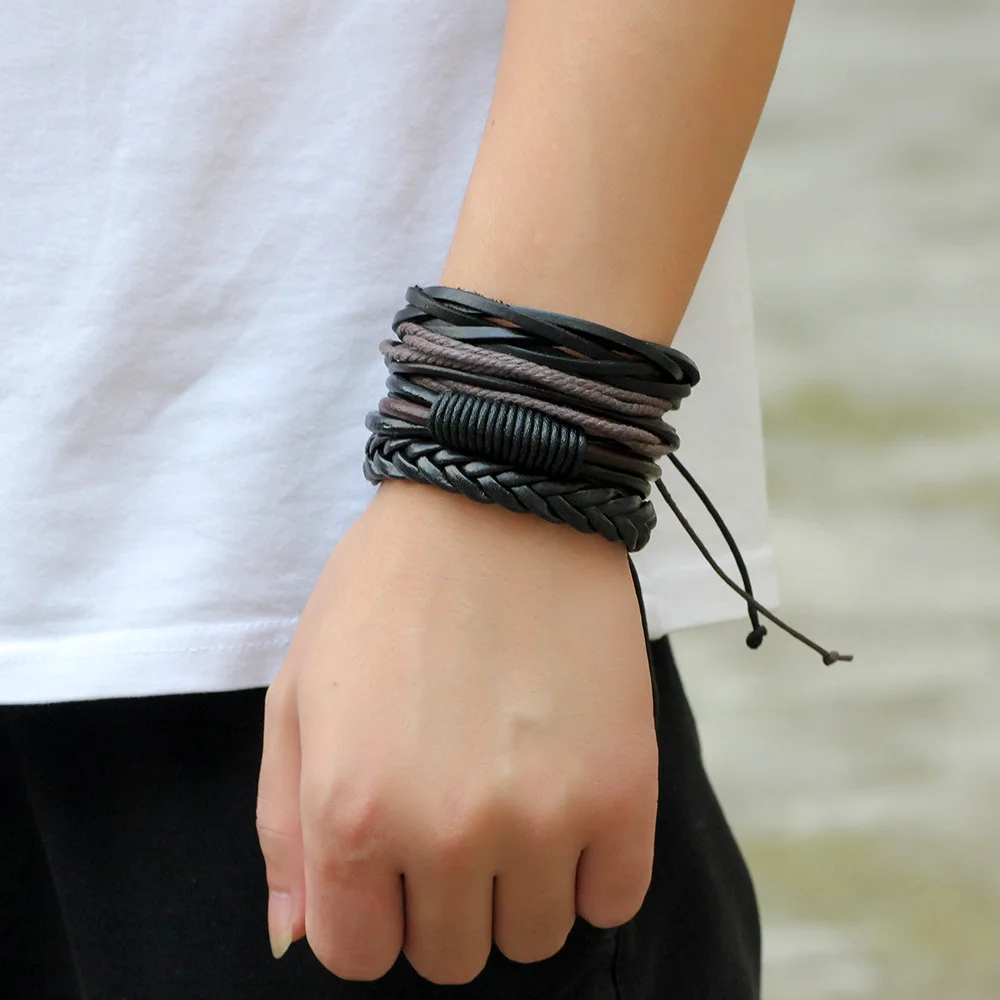 

Free Shipping XULIN Simple Retro Set Woven leather bracelet for men