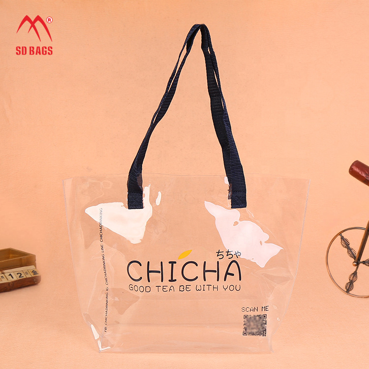 

Clear PVC Bag Women SD Bags Transparent Fashion Zhejiang Accept Customized No Printing 0.3-0.5mm Logo 250pcs/ctn Handle 40X36X10