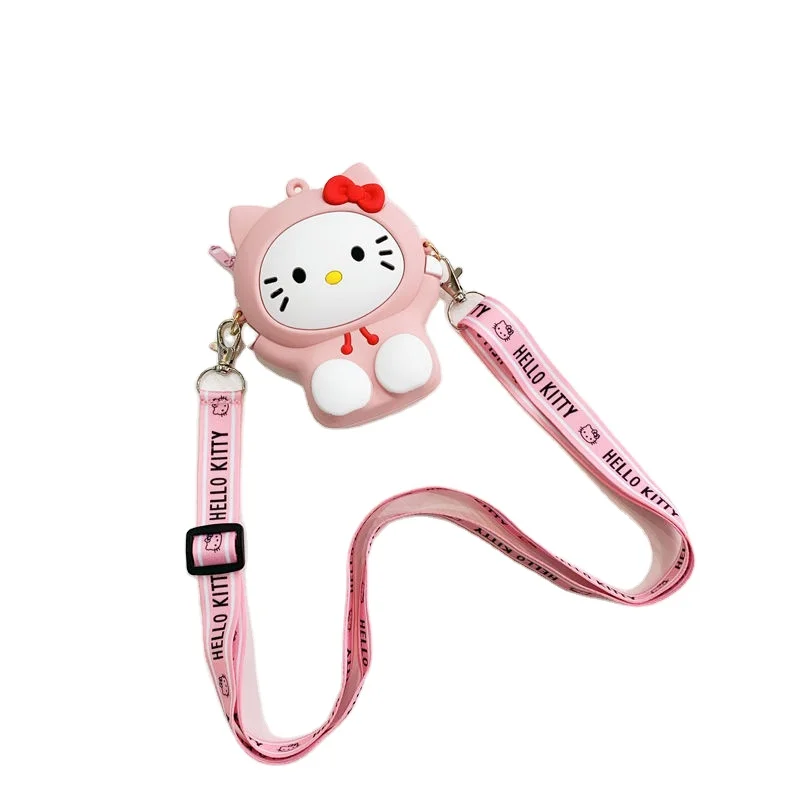 

Trendy plastic small mini 3d cartoon children student girls wallet handbag shoulder bags and silicone kitty coin purses