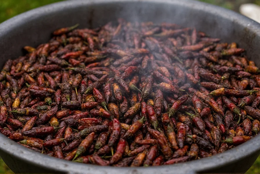 Traditional Mexican method of smoking jalapeño peppers over oak wood to create authentic chipotle peppers