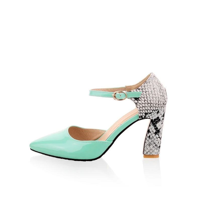 

Summer Cyan Splicing Fish Scales Heel Design Ankle Buckles Sandals for Ladies, Black white red yellow cyan