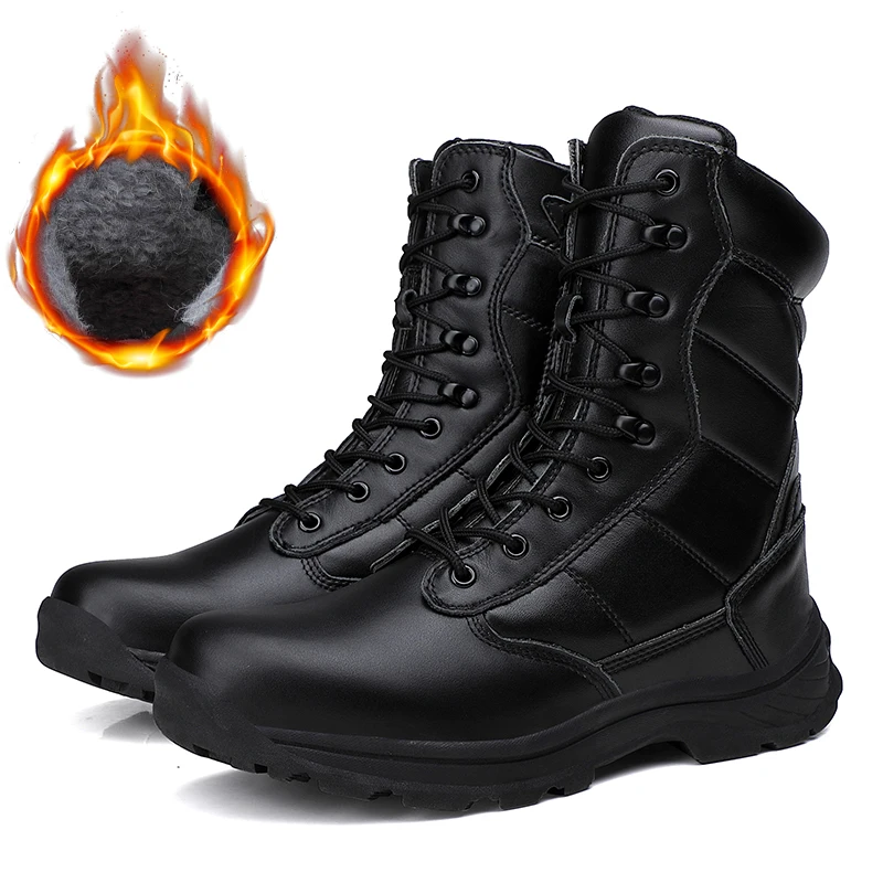 

Men's Outdoor Combat Boots Combat Training Shoes Rubber Non-slip Martiin Boots Warm Men's Shoes, Balck