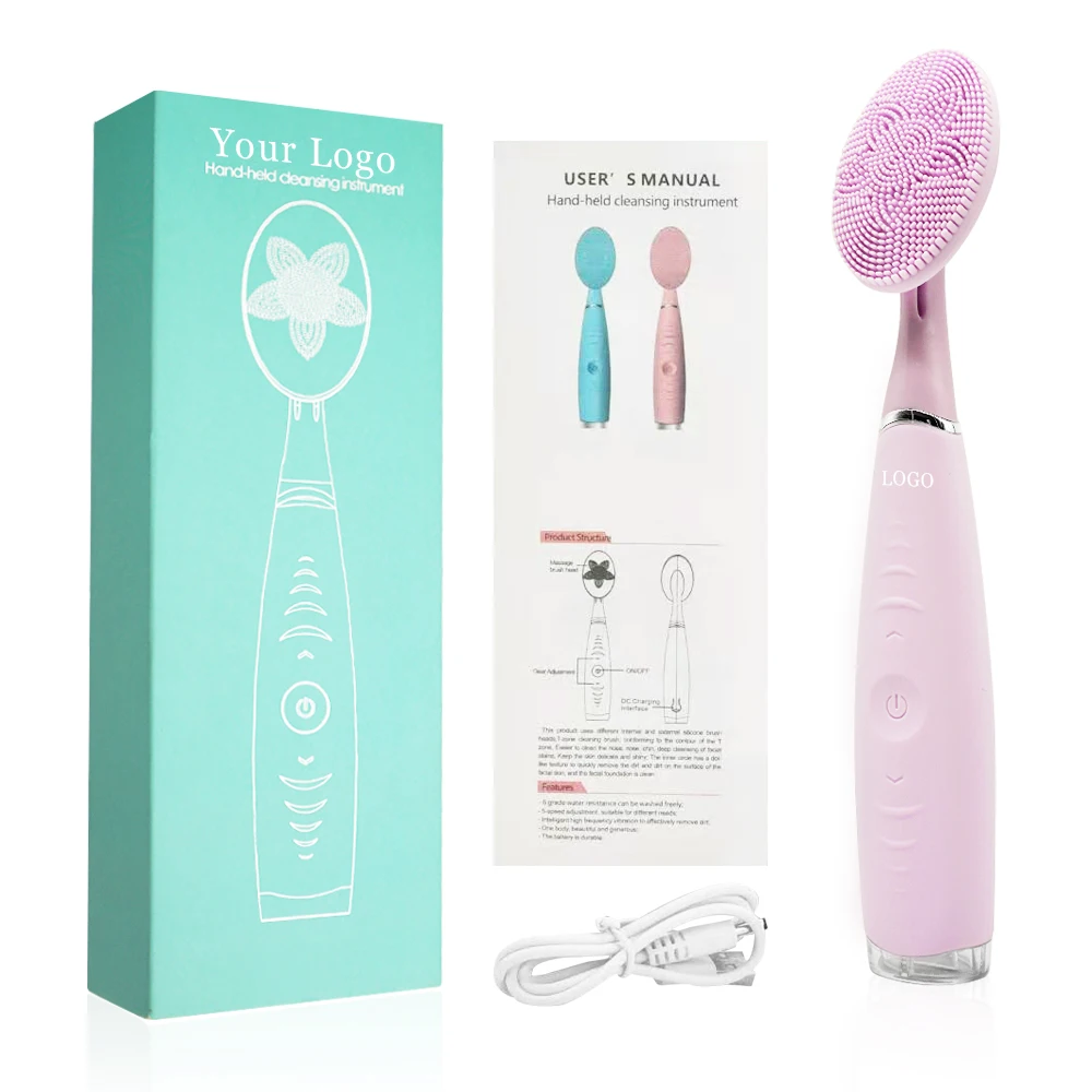 

Deep cleaning pore cleanser face massager rechargeable electric handheld facial cleansing brush, Pink, blue