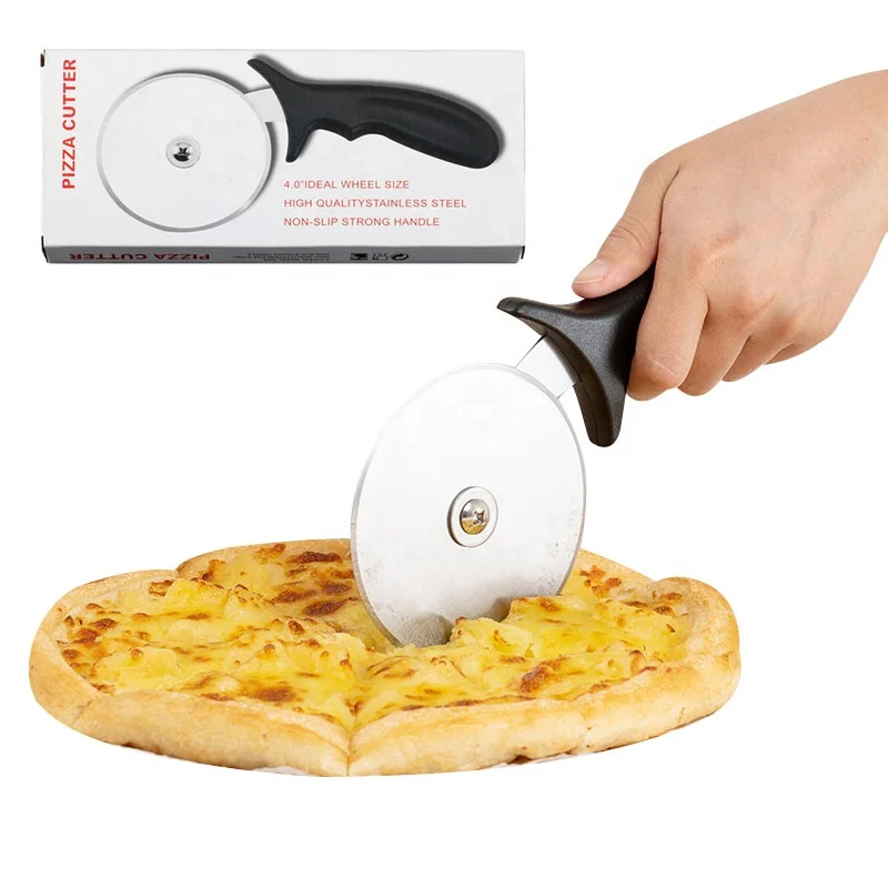 

2021 Amazon hot selling pizza cutter knife manual with pp handle stainless steel Pizza peel, Silver