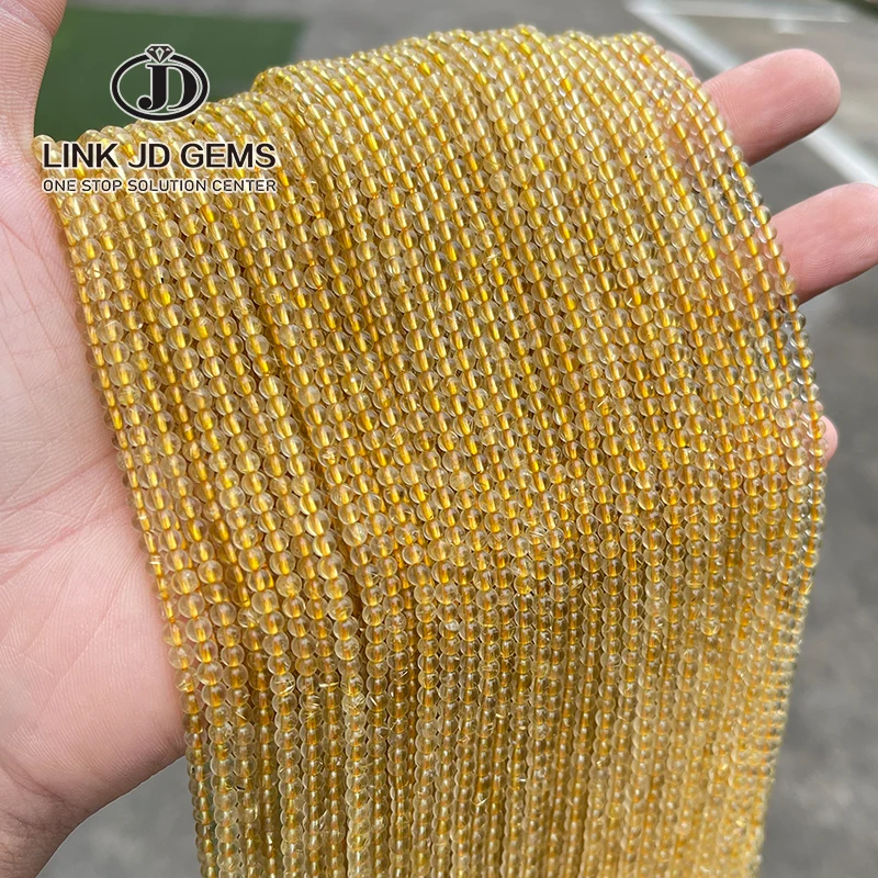 

Wholesale Semi Precious 3mm Natural Crystal Gold Rutilated Quartz Small Size Round Loose Stone Beads For Jewelry Making