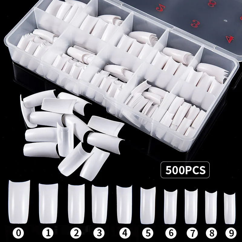 

Hot sale 500pcs Full Cover False French design Acrylic nail set Nails Art Tools