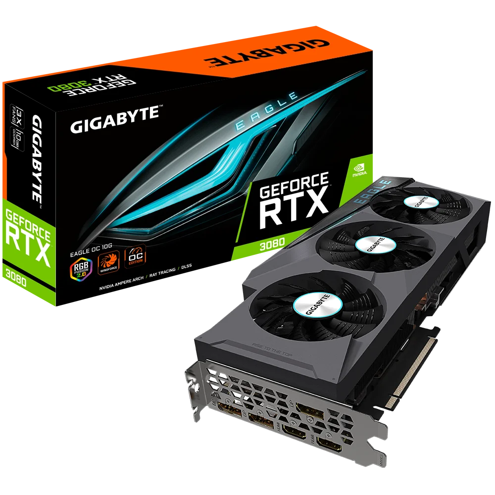 

Shenzhen Rumax Newest GIGABYTE RTX 3080 EAGLE OC 10G RTX3080 Ti 3080 Graphics Card GPU 320bit