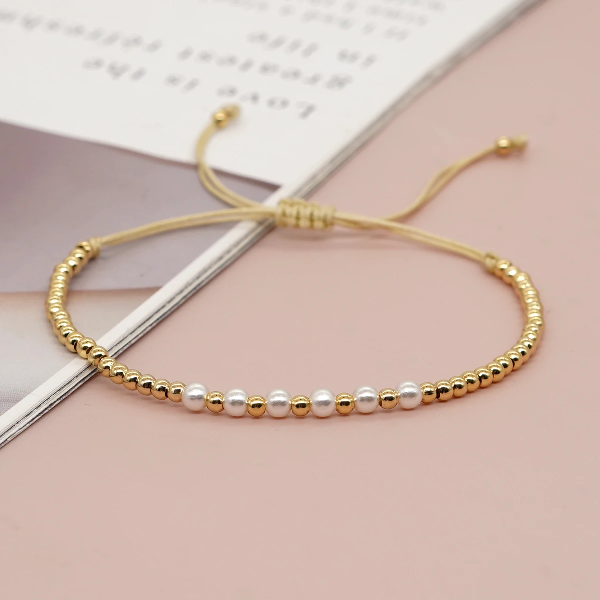 

Go2boho New Gold Bead Pearl Bracelet For Women Friendship Adjustable Fashion Jewelry Gift