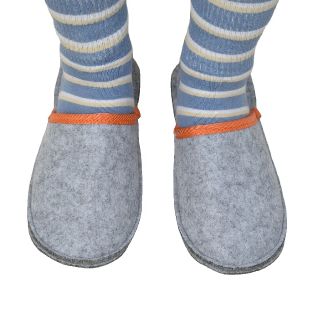 

Cheap Wholesale Washable Soft Home Guest Felt Slippers Set Eco Friendly Close Toe hotel felt slipper, Grey