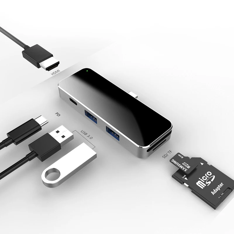 

6-in-1imac hub Adapter Laptop Power Socket Hub 3.0 4 SD/TF Card Reader Type C wireless charging Compatible MacBook i