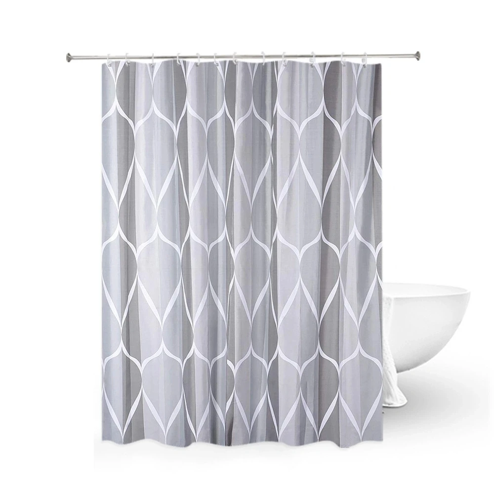 Hot Sale Simple Striped Polyester Shower Curtain Waterproof European-Style Printed Bathroom Partition Shower Curtain