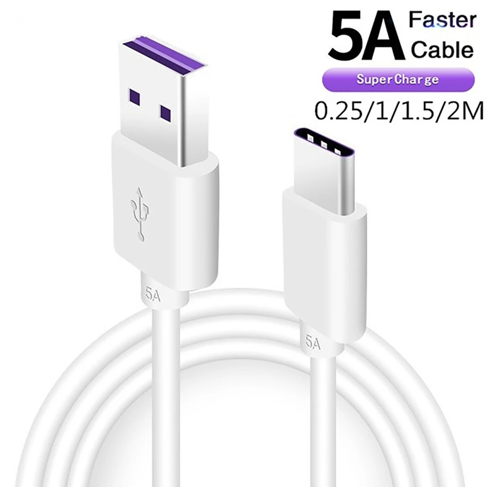

2021 amazon hot dropshipping 5A fast charging USB Type C Data Cable For Samsung S20 S9 S8 Xiaomi Huawei P30 Pro, White/black