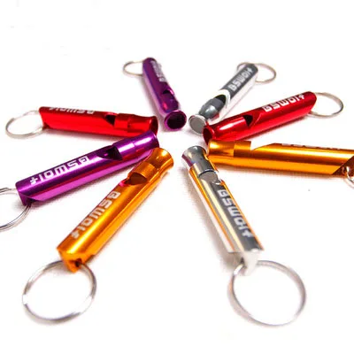 

Custom Metal Emergency Whistle Self Defense for Anti Colorful Keychain Whistles for Survival Safety SOS Outdoors Activities, Silver, purple, orange, red