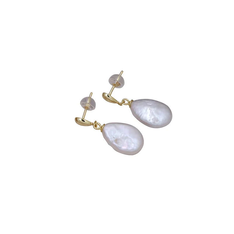 

Luxury Baroque Water Drop Natural Freshwater Pearl Earrings S925 Full Body Sterling Silver Gilded Earrings Spot Wholesale
