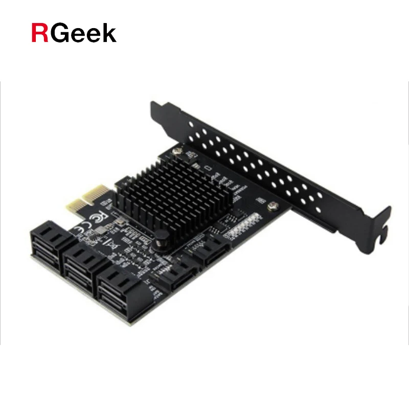 

RGEEK PCIe Adapter Card 1x to 4 SATA 3.0 Controller Card 4-Port SATA Adapter Card, Black