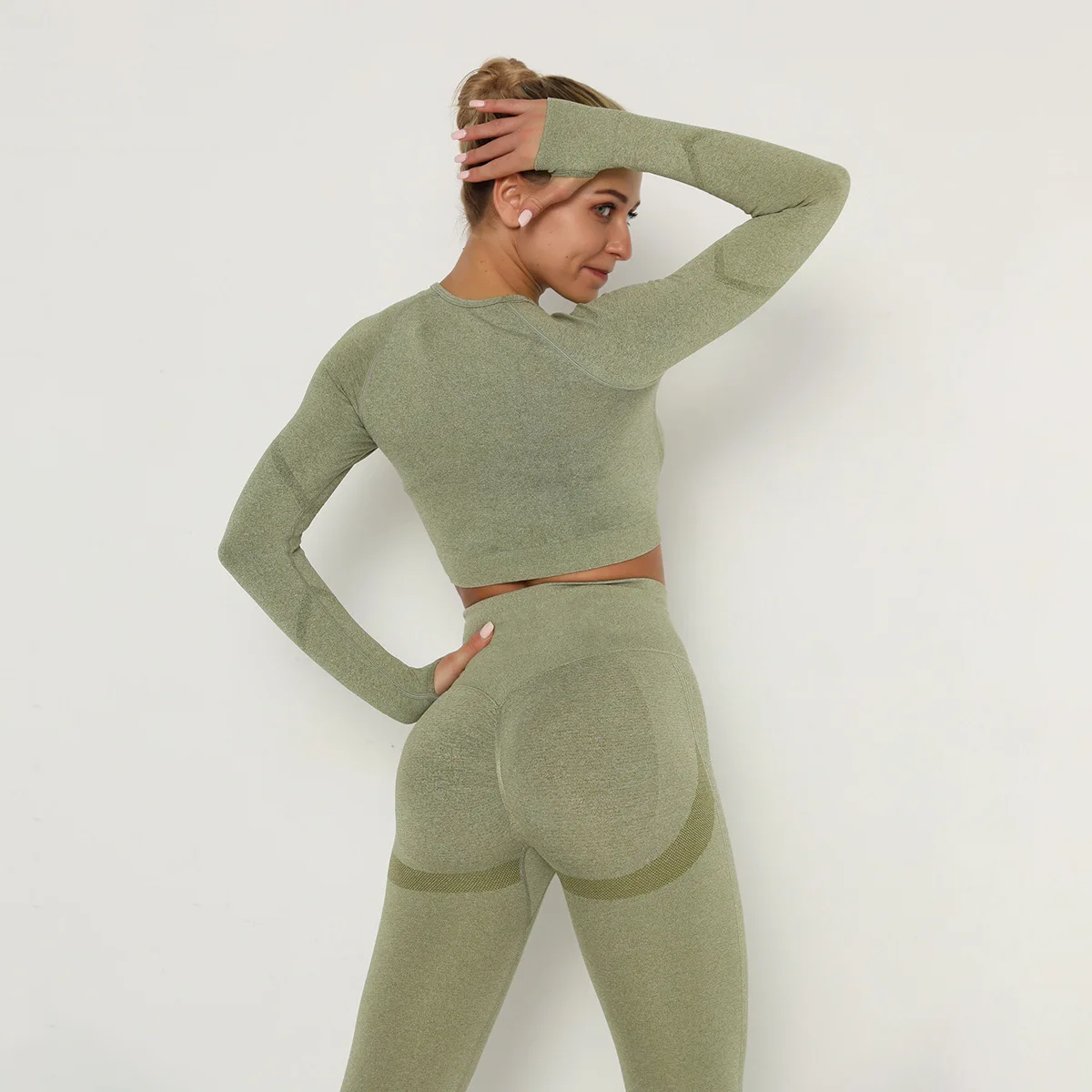 

2021 Fitness Yoga Wear 4PCS Ribbed Seamless Breathable High Waist Leggings Yoga Gym Set Women &Yoga Suits, As picture