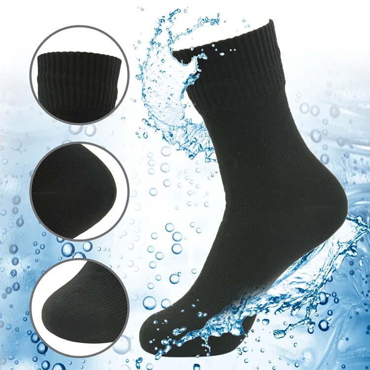 High Quality Knitting Warm Black Water Proof Socks Crew Sport Waterproof Socks