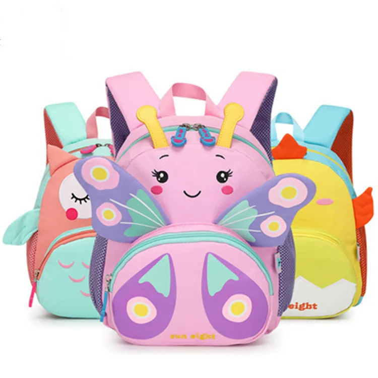 

2021 Children Cute Animals Design Girl Boy Backpack Toddler Kids School Bag Kindergarten Cartoon Rabbit Butterfly lion print Bag
