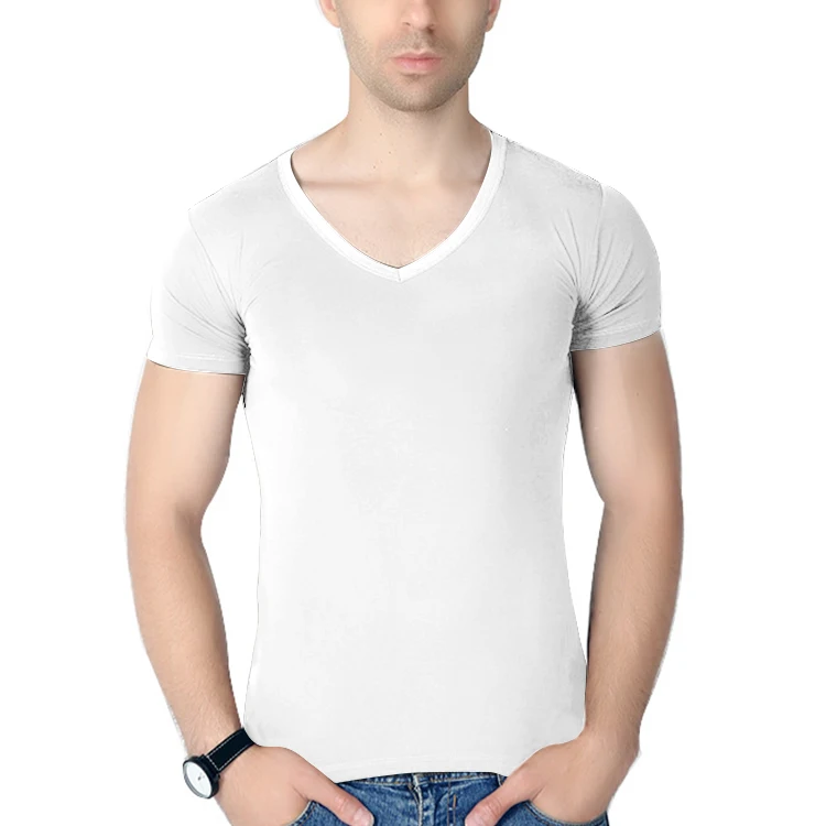 

65% Bamboo 5% Spandex T Shirt Custom Extremely Stretchy Tee Under Shirt Mens v neck Bamboo t shirt Wholesale