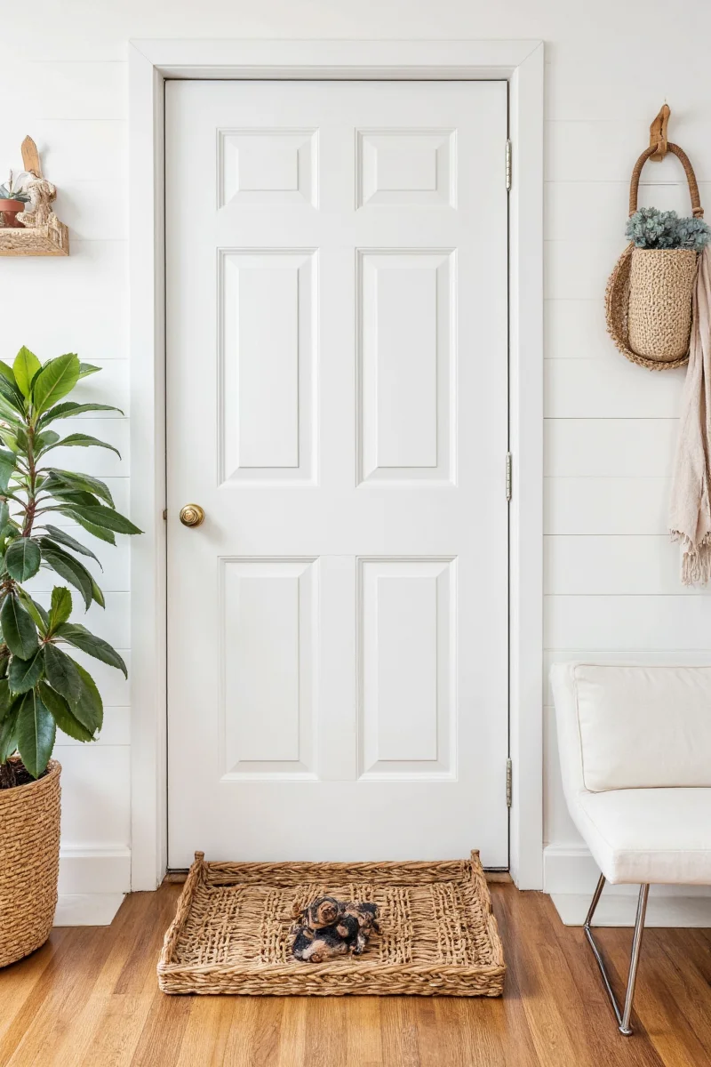 Willow & Loom seagrass basket in a bright hallway