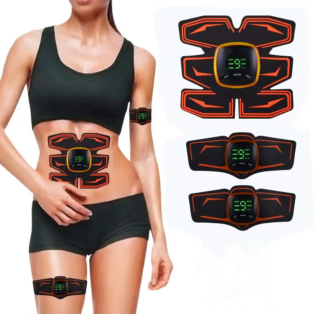 

ems ABS Stimulator EMS Abdomen Muscle Trainer Toner Toning Belt with 6 Modes 9 Levels for women men, Black/customized