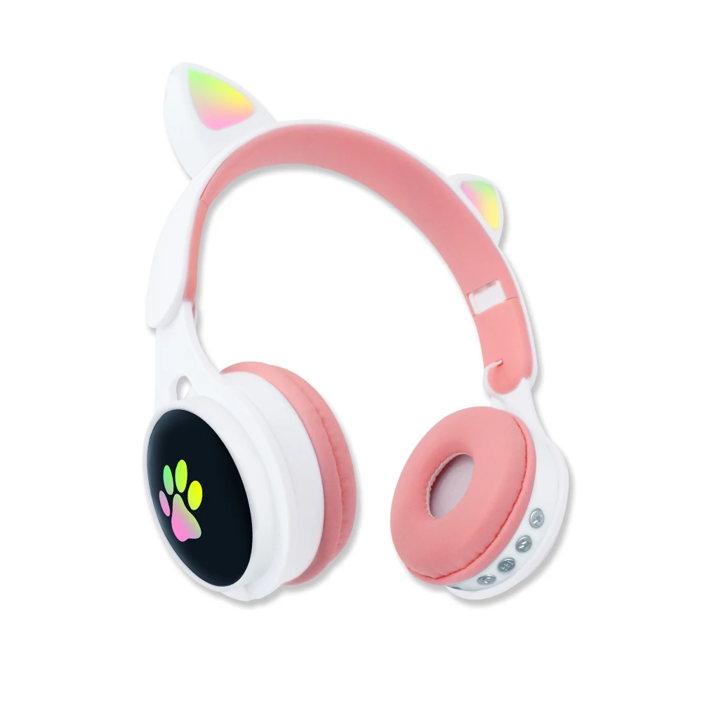 

New hot style Wireless gaming headphone Cat Ear With Led Light with microphone For All Phone for children gift