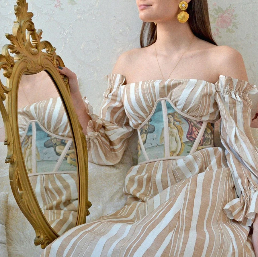 

Nibber K21N02091 Women's Waistbands Chic Aesthet Print Corset Newest Retro Patterned fairy Top Tight French Tight Party Crop Top