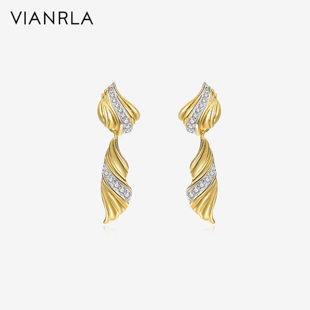 

VIANRLA Silver Earring Jewelry Texture Stone Ear Stud Fashion Women's Jewelry Laser Custom Logo