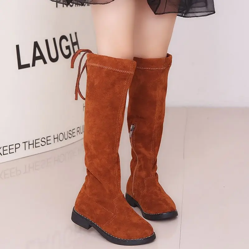 

Autumn winter 2020 fashion children's Boots plus velvet kids solid color boots