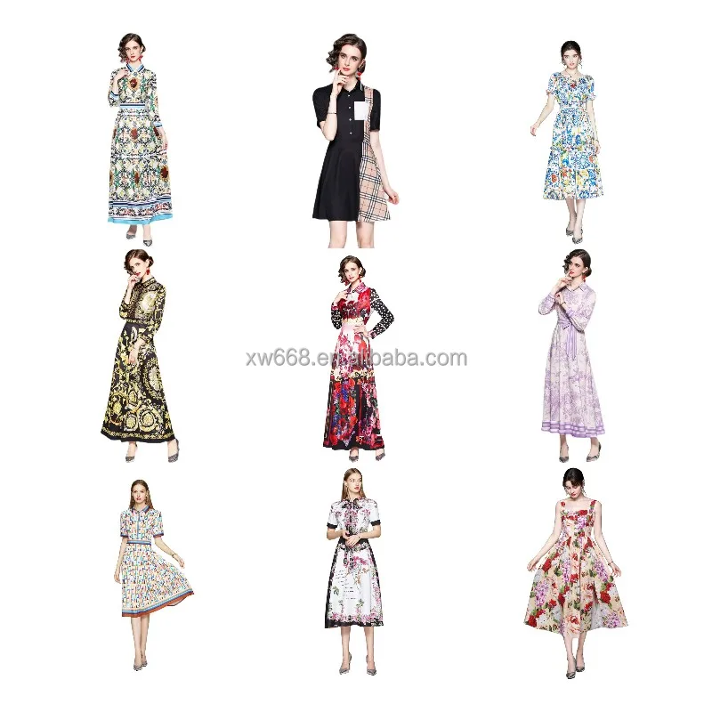 

Summer 2022 women decorate fast hair Bohemian V-neck pleated skirt beach skirt WHOLESALE A-line skirt, Customized color