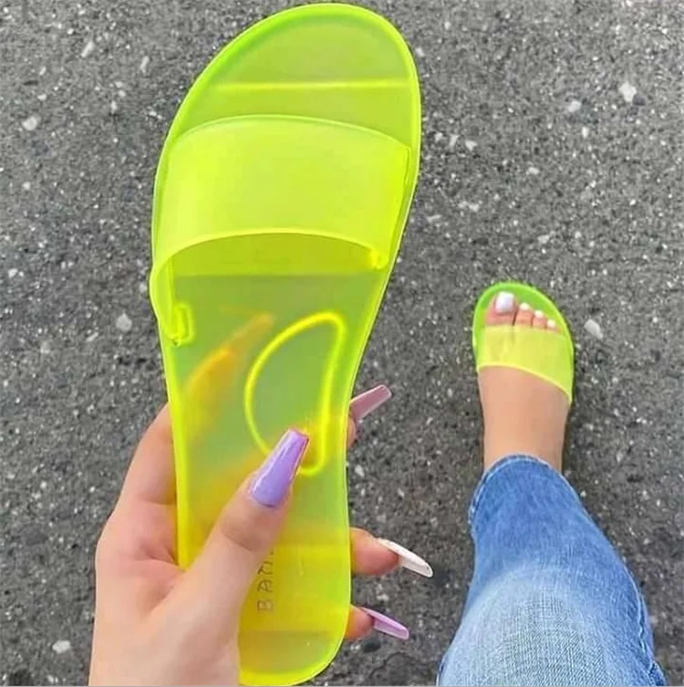 

2021 Summer women shoes ladies beach outdoor slides jelly flat sandals, Colorful