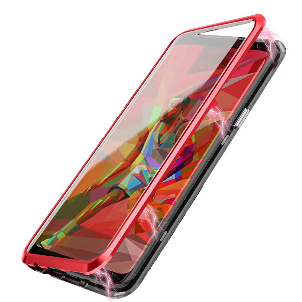 OTAO Carcasas De Celular Magnetic Case For S8 S9 S10E Note 9 Case 360 Full Cover Glass Phone Case