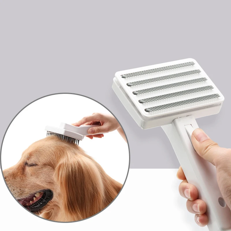 

Dog Grooming Brush Self Cleaning Dog Cat Brush Remove Comb Pet Hair Brush Pet Hair Remover, White