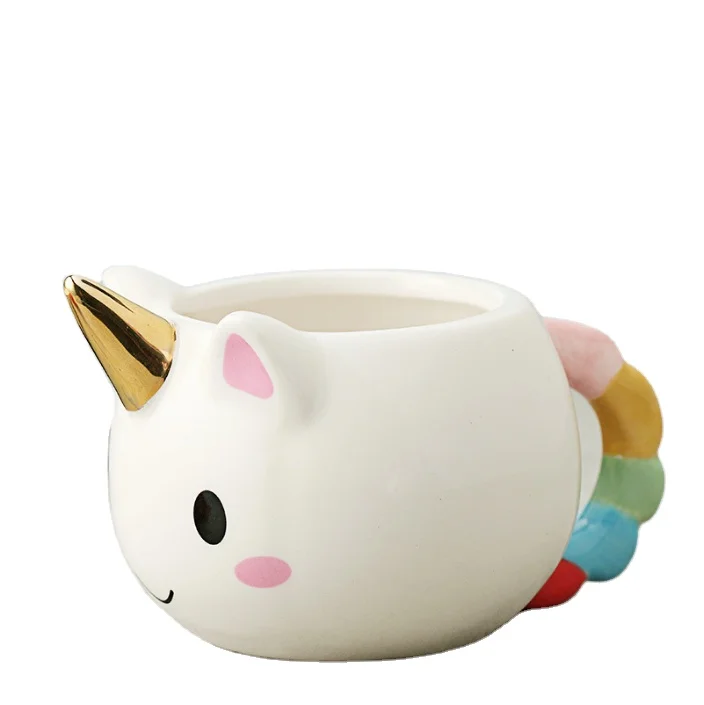 

smile advertising gift lovely expression mug Cute 3D Ceramic Tea Cup Handle Unicorn tea milk water coffee Mug, Customized