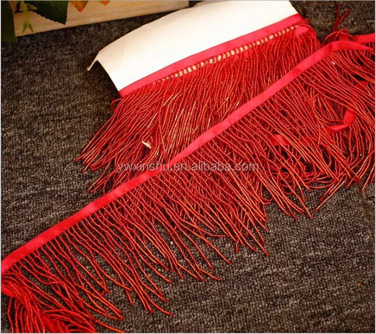 Luxury Wave Beaded Fringe Heavy Hand Beaded Trim Fringe Lace Long