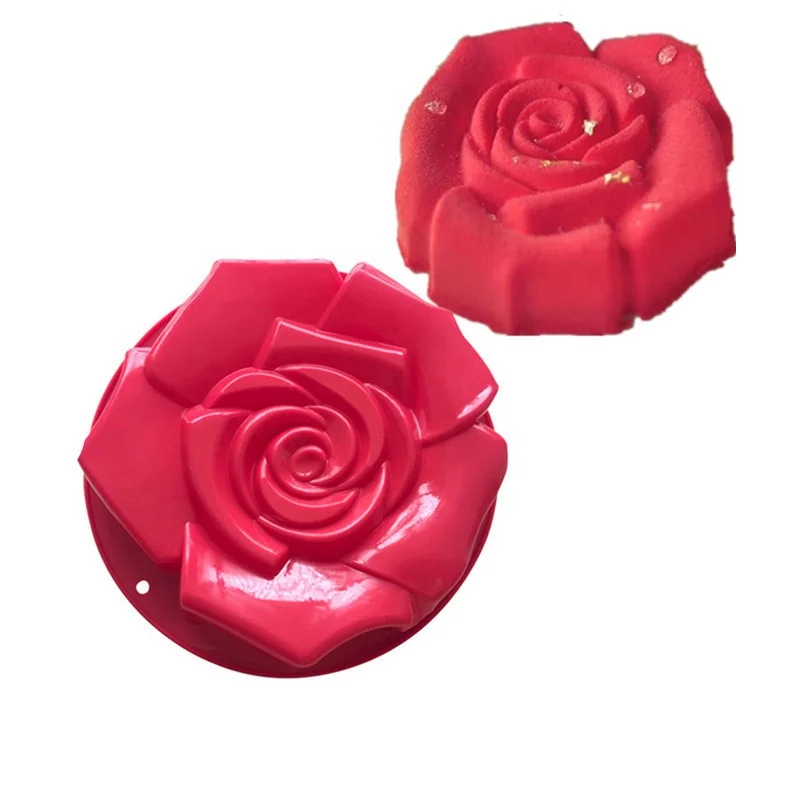 

11.5 Inch Large Rose silicone Bpa Free baking Molds pan de molde para pan cake mold non-stick, White