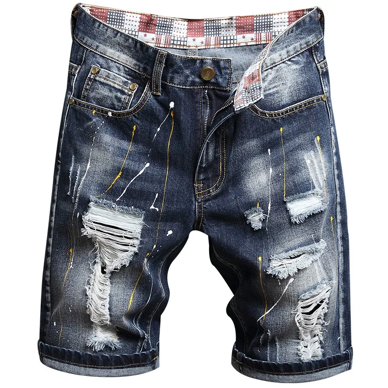 

AIPA High Quality Mens Blue Stretch Slim Fit Pants Ripped Boy's Jeans Shorts, Customized color