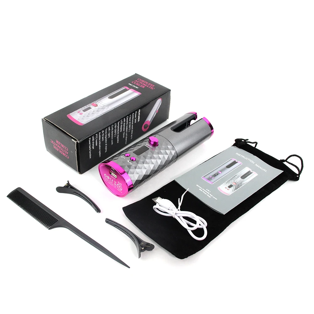 

OEM ODM Private Label Rechargeable Auto Rotating Magic Hair Curler Wand Wireless Electric Automatic Mini Cordless Hair Curler